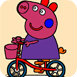 小猪在自行车上着色